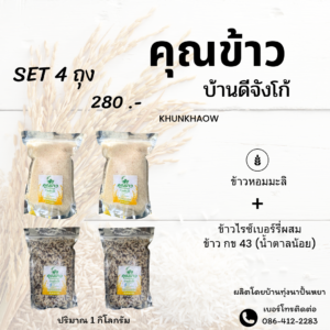 ข้าวไร้เบอร์รี่ ข้าว กข 43 (น้ำตาลน้อย)+ข้าวหอมมะลิ